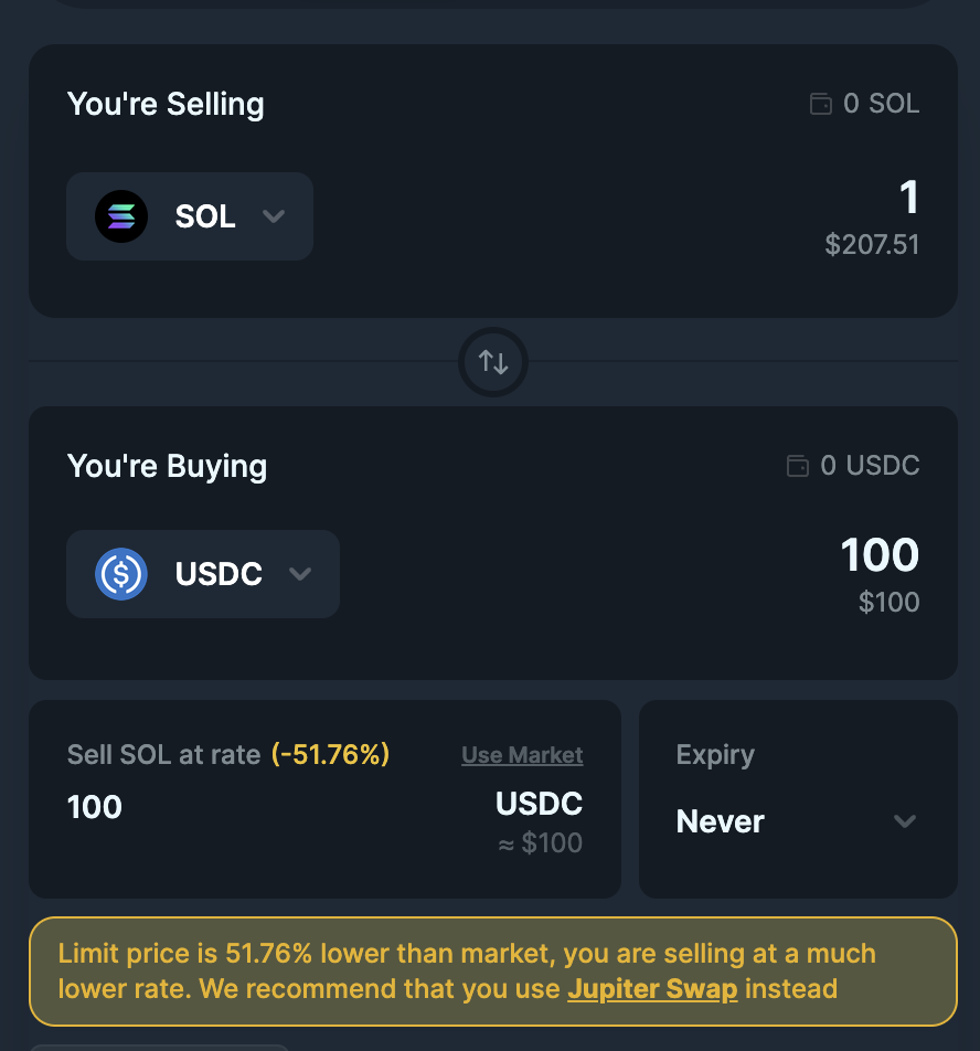 Limit Order Connect Wallet